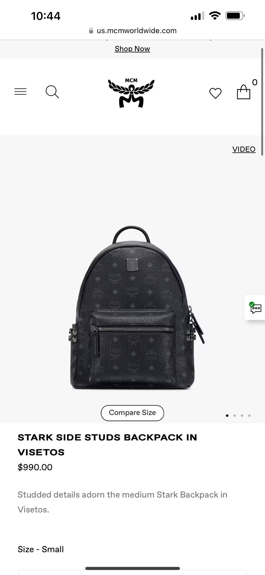 MCM Small Black Studded Backpack 