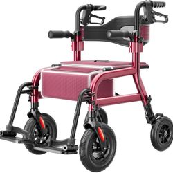 2-in-1 Senior Rollator Walker with Seat and Wheelchair Function, Foldable (New in Box)