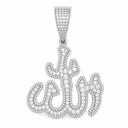 5Ct Moissanite Allah Pendant 925 Silver Islamic Arabic Charm