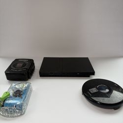 Included in the lot: 	•	1 PlayStation 2 (PS2) 	•	1 Discman (portable CD player) 	•	1 Walkman (cassette player) 	•	1 Waterproof film camera  Important 