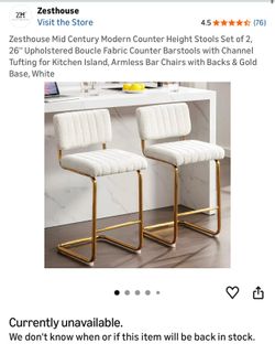 Modern Boucle Counter Stools – Set of 2