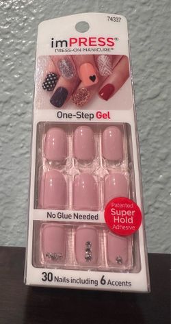 Press-on manicure soft pink  no glue needed  30 nails