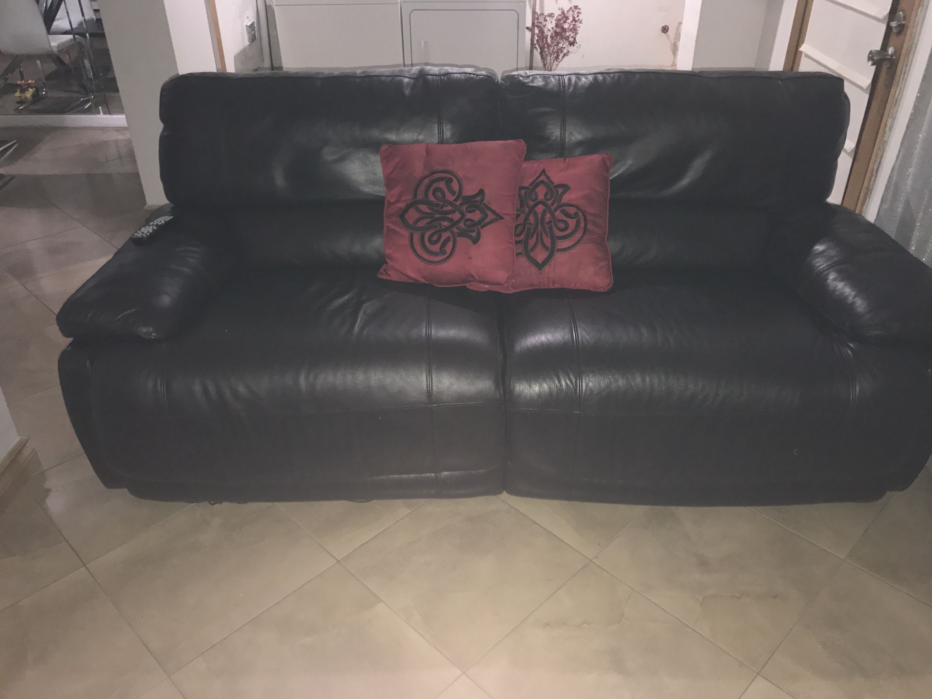 Leather couch and table