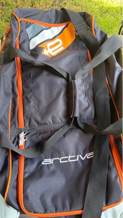 Arctic’s duffel bag large enough for motorcycle gear helmet, snow equipment, etc.