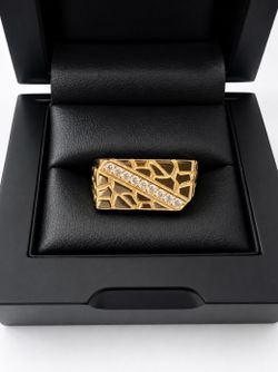 Gold Over 925 Sterling Silver 0.50CT MOISSANITE Nugget Signet Men’s Ring Size 13