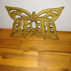 Antique Brass Butterfly Trivet 9"/6in Very Good Condition 