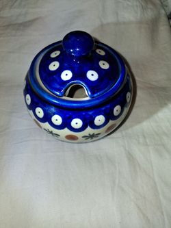 1990 Cerámica Artystyczna, by Maria Starzyk, Made in Poland, Region of Bolestawiec, Bubble Mug, 3 1/2 X 2 1/2 Aprox.