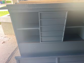 Wood Hutch Cabinet single bed with Shelves