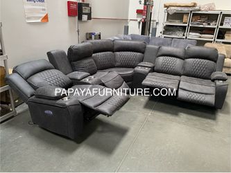 New Power Motion Recliner Sectional, Adjustable High Backrest Recliner, Recliner Sofa, Recliner Couch, Sectional, Sofa, Couch, Black Recliner, Section