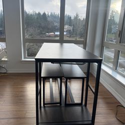 Dining table with benches