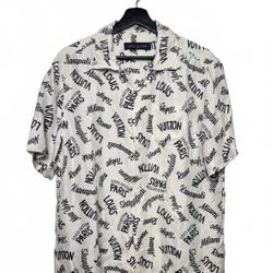 Authentic Louis Vuitton All Over Silk Short Sleeve Button Shirt SZ M