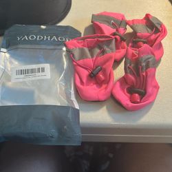 Yaodhaod Pink With Reflective Stripes Shoes For Dogs