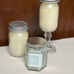 Bundle Candles Gardenia and eucalyptus in mason jars 
