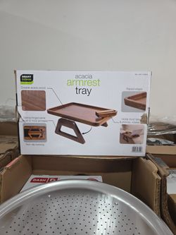 Smart Design Acacia Wood Armrest Tray