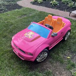 Pink Ford Mustang Barbie Power Wheels Car