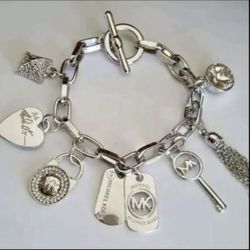 Mk Charm Bracelet Jewelry 7.5” Long