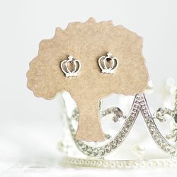 925 Sterling Silver Cubic Zirconia Crown Earrings 