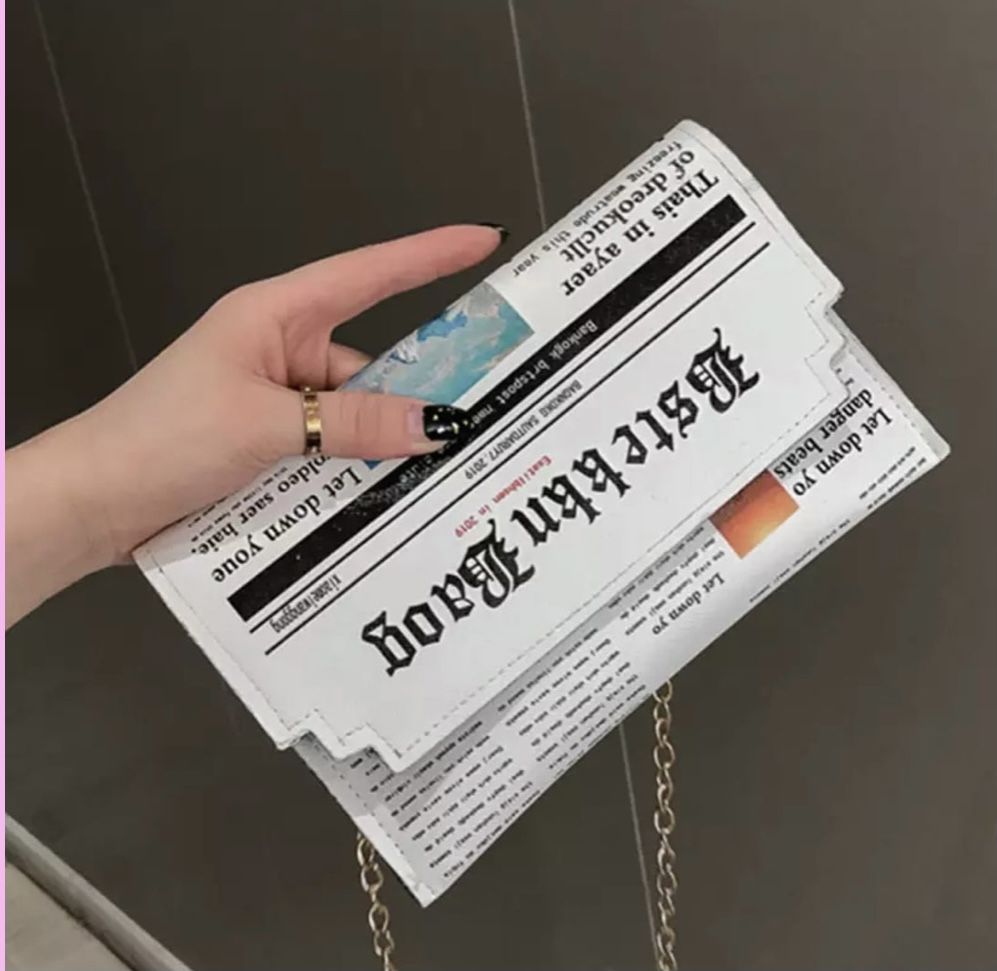Prints Clutch With Gold Chain (Brand New )
