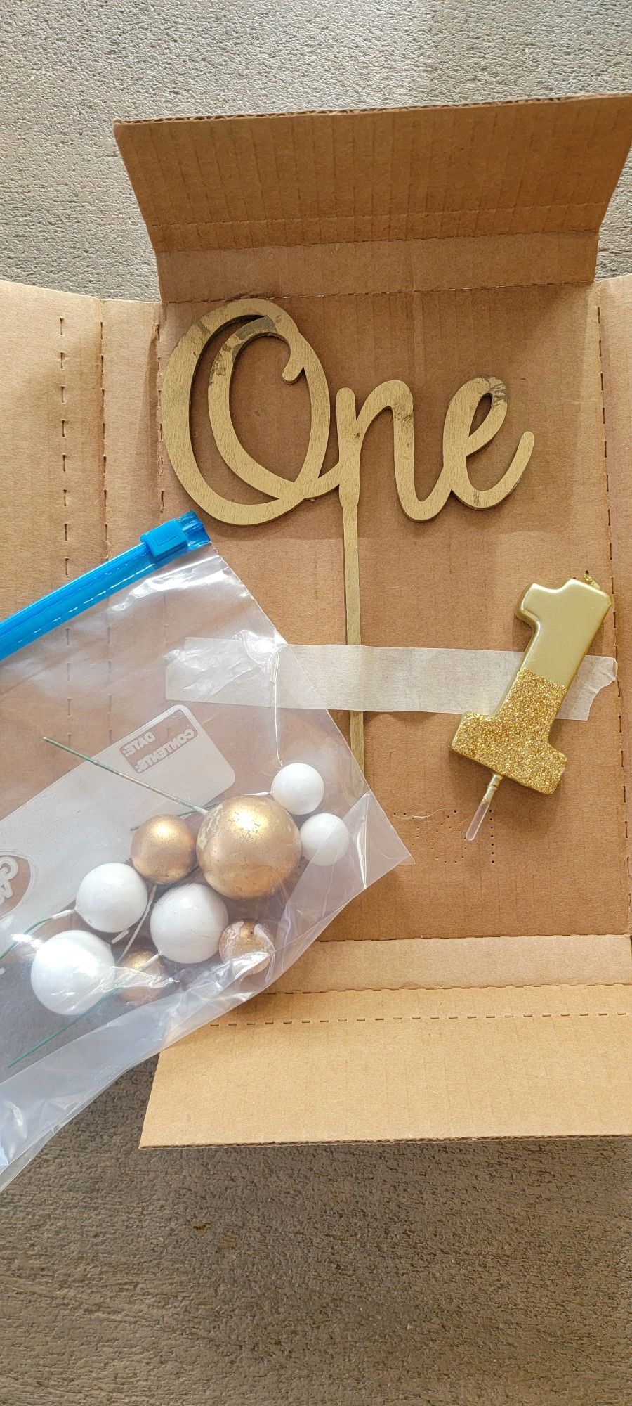 Wooden Cake Topper, Candle And "Balloons Shaped Decor"