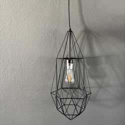 Black Metal Plug in Light Hanging Light Fixture with Cord
