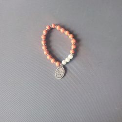 Wooded And Glass Bead Bracelet Hand Made