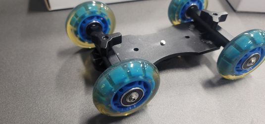 Camera Tabletop Dolly with Blue Wheels