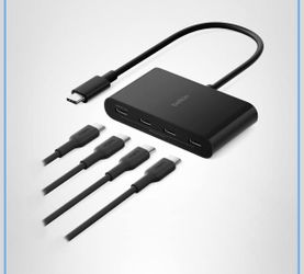 Belkin Connect 4 Port USB C Hub - Multiport Adapter Dongle with 4 USB C 3.2 Gen 2 Ports - High Speed 10G Data Transfer for Laptop, MacBook, iPad, PC, 