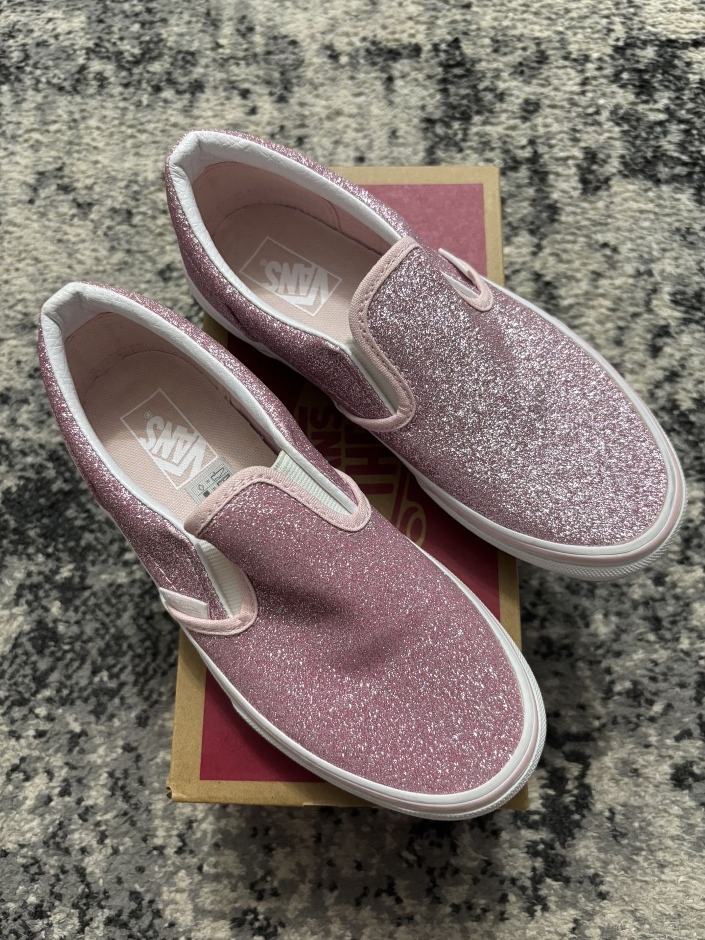 KIDS SIZE 2 Classic glittery Pink Slip On Vans