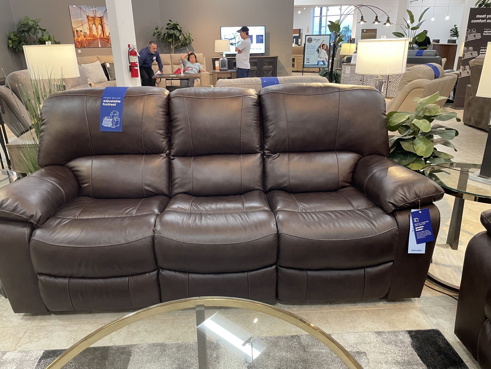 Leather Sofa & Love Seat With Power Recliners
