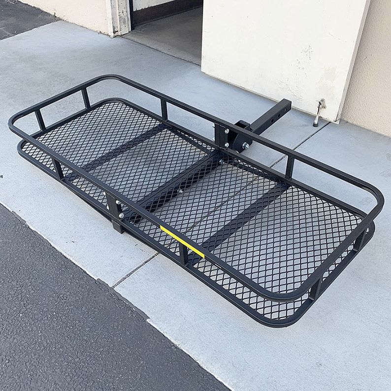 (New in box) $125 Folding Cargo Rack Carrier 60x25 Inches Fold Up Basket 2” Hitch Receiver, 500lbs Max