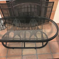 Coffee table.  Iron & Glass
