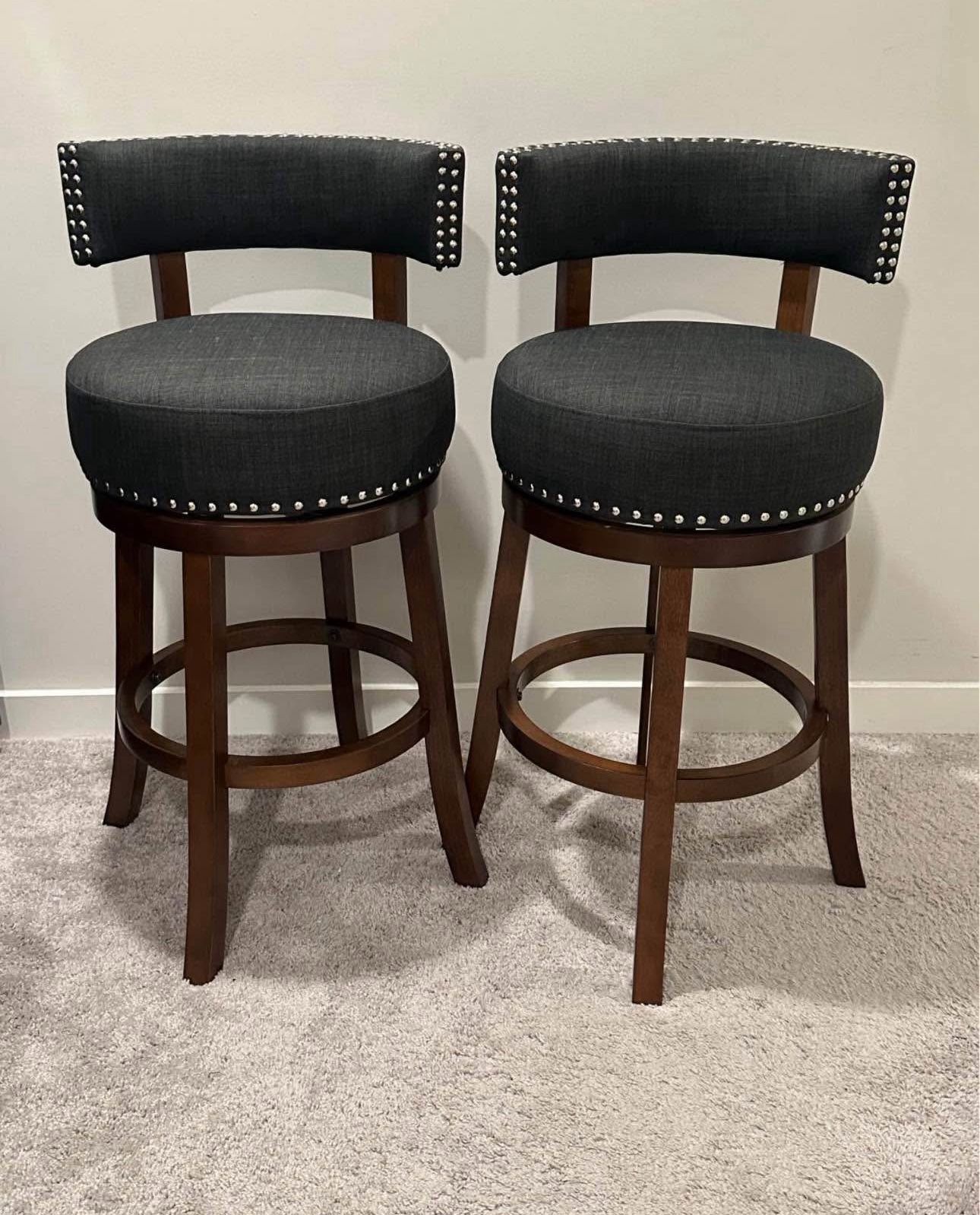 2 Solid Wood Swivel Bar Stools (Brand New)