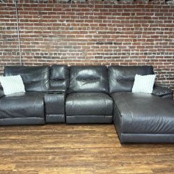 Delivery Available brown leather sectional sofa recliner