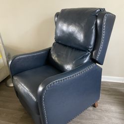 Blue Leather Recliner Chair – Very Good Condition
