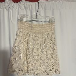Beige Flower Pattern Skirt