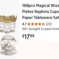 190 pieces Harry Potter Welcome Wizards disposable party plates, cups utensils. Fiesta