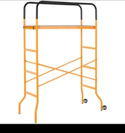 HOMCOM 4-Step Steel 4.6 x 2 x 6 ft.
Scaffold 2 Wheels Free Moving for Indoor & Outdoor Decoration Anti-Skid, 440 Pound Capacity