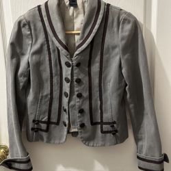 Marc Jacobs Military Crop Jacket Brown Accents Size 4 Good Condition 