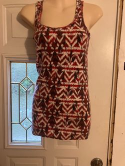 Red and White Ikat Print Tank Top