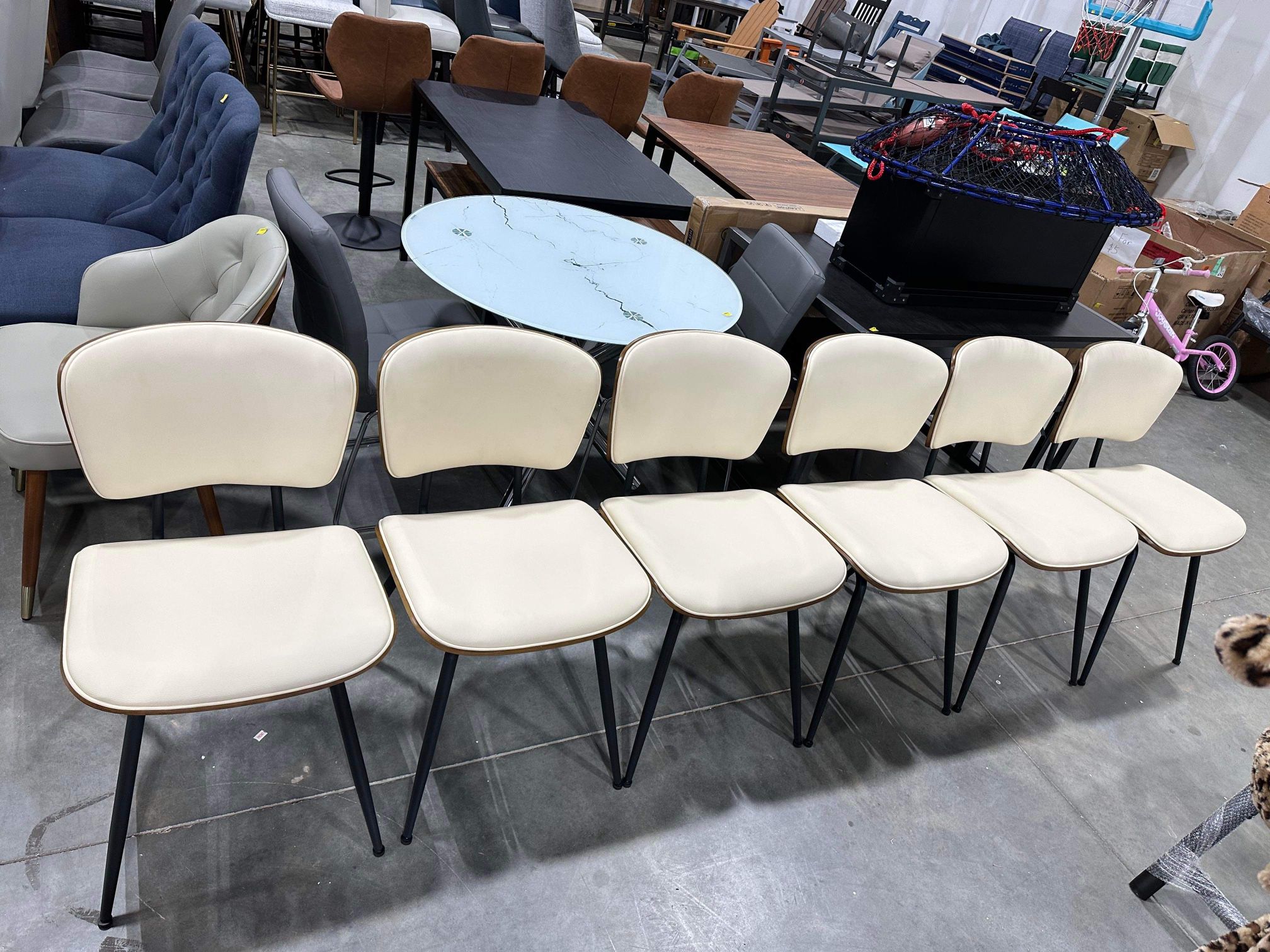 Set of 6 AQG Dining Chairs Mid Century Modern Dining Chairs for Kitchen Dining Living Room Chairs, Beige(damage on two)