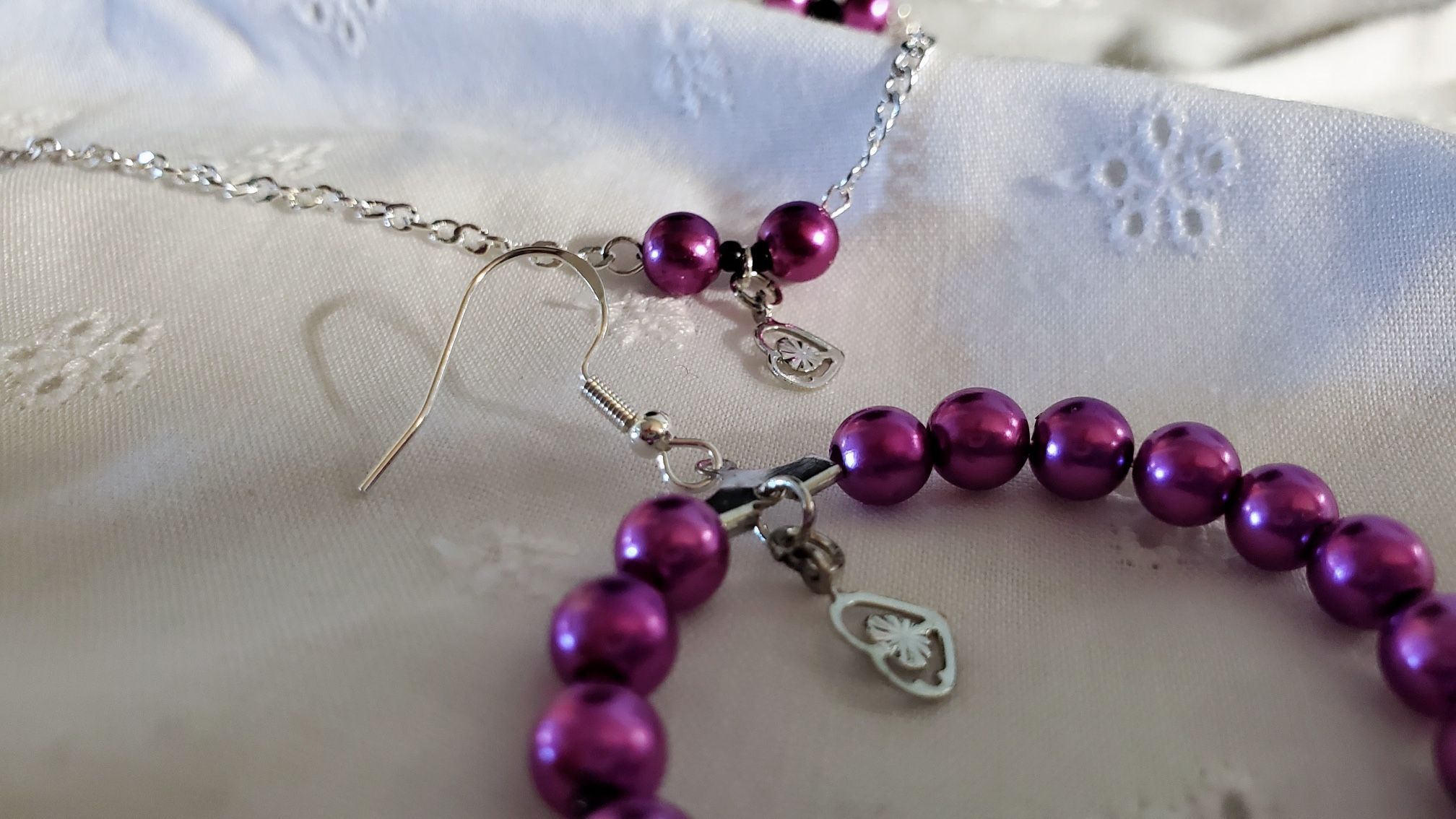 S925 Sterling Silver And Beaded Necklace & Earrings Set