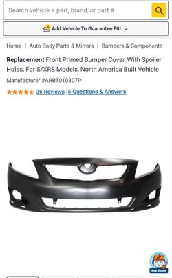 Brand new Toyota Corolla S/XRS front bumper cover
