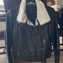 Faux Leather Jacket, Sherpa-fleece Lined 
