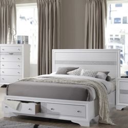 GLAM QUEEN BED FRAME W/MATTRESS