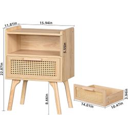 Lerliuo Rattan Nightstand, Side Table