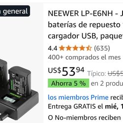 NEEWER LP-E6NH Replacement Battery and USB Charger Set, 3-Pack 2250mAh Replacement for LP-E6NH Battery and Triple Slot USB Charger Compatible with Can