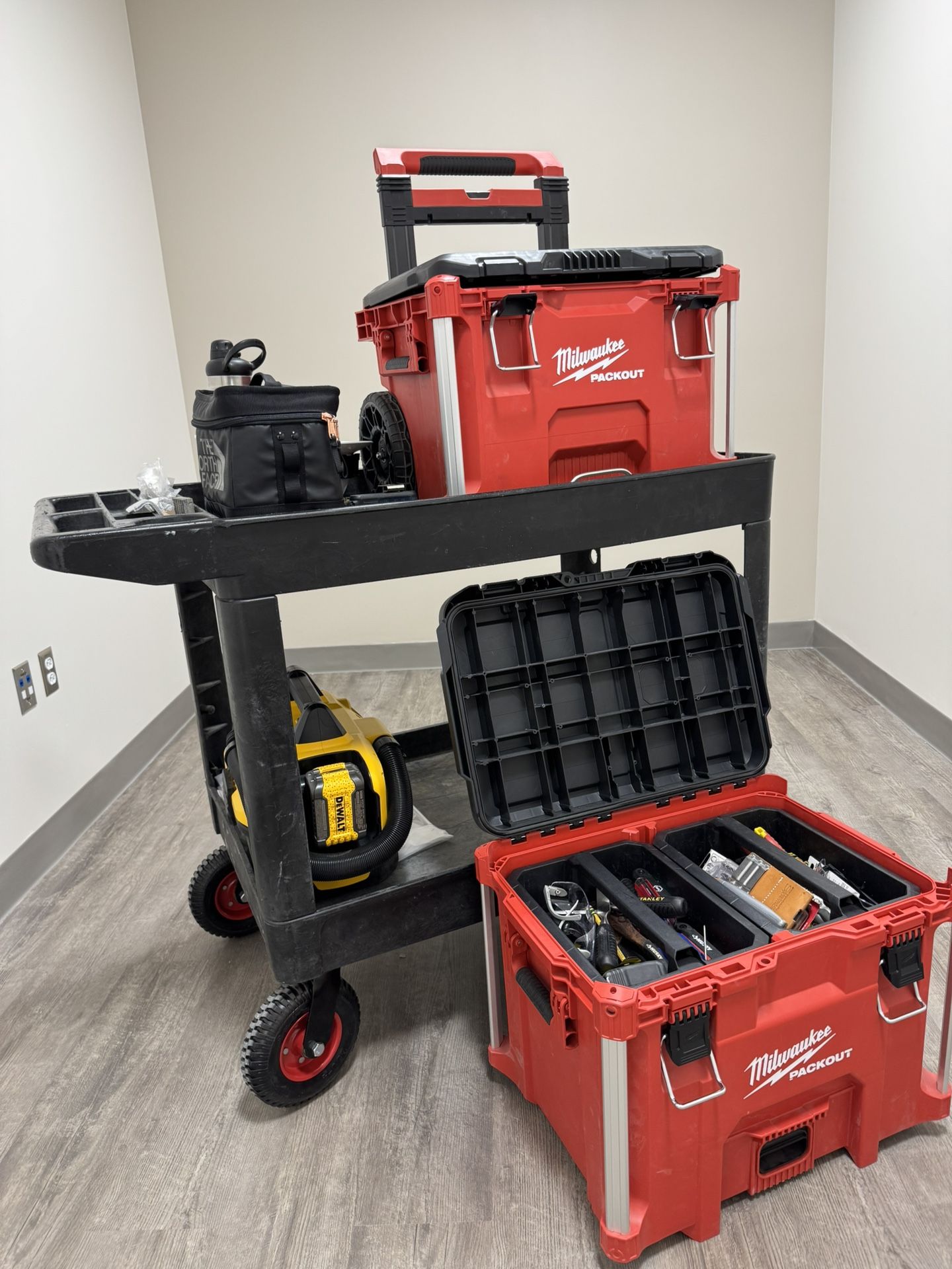 Milwaukee Packout Tool Boxes And Rubbermaid Utility Cart