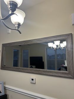 Large Wall Mirror with Gray Wood Frame