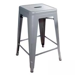 set of 4 gray metal stools
