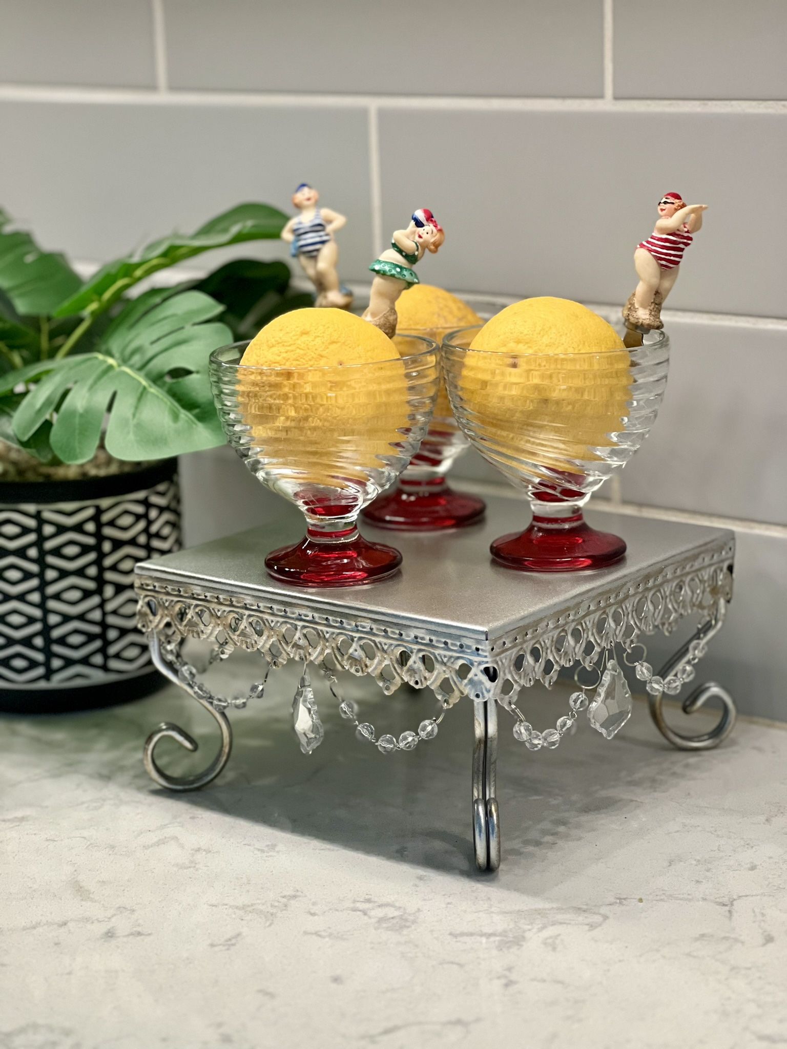 Decorative Dessert Serving Stand, Serving Platter, Tray, Display Stand, Plant Stand, Perfect for Entertaining, Holidays, Use Indoors or Outdoors!